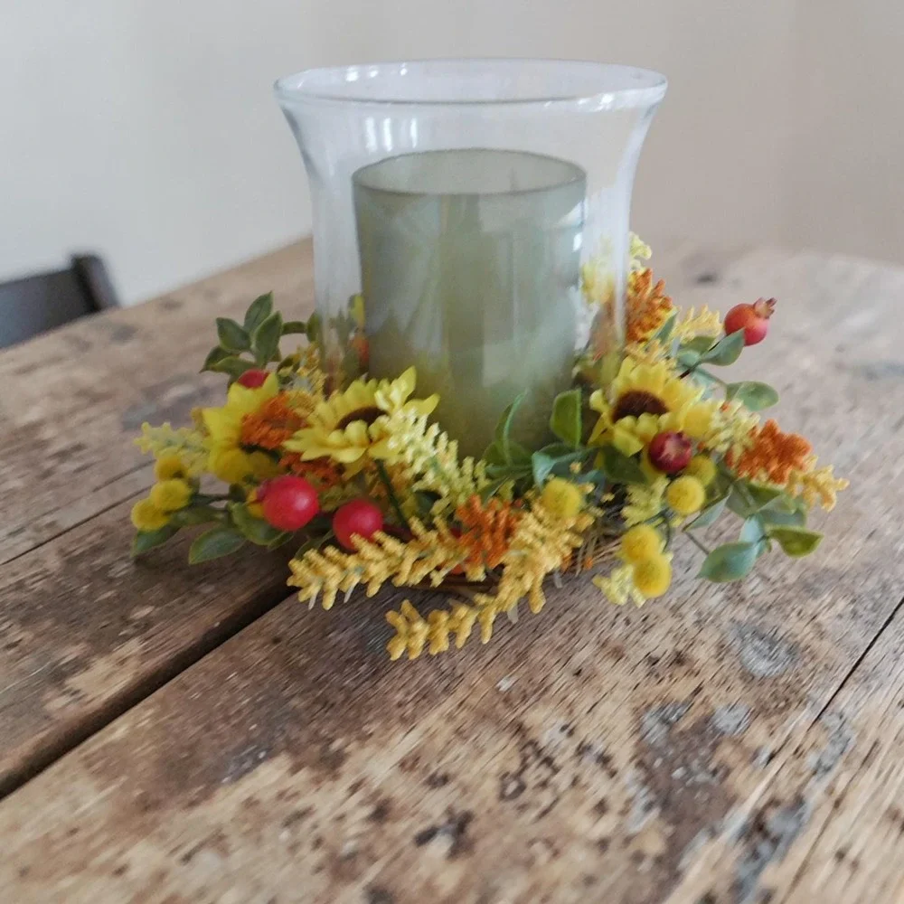 Mini Sunflower‎ Grapevine Wreath, Year Round Cabinet Decor